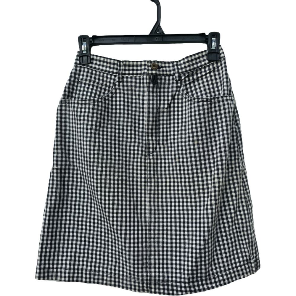 Espirit Sport Skirt Sz 7/8Vintage Black White Checkered Skirt Y2k